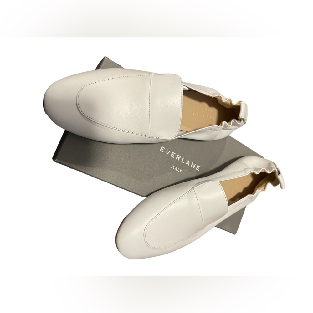 BNWB Everlane The Day Loafers Mules in White Leather, Size 11